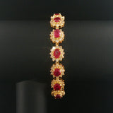 18k Yellow Gold 7cttw Ruby and 2.80cttw Diamond Heavy Link Bracelet 7.25"