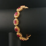 18k Yellow Gold 7cttw Ruby and 2.80cttw Diamond Heavy Link Bracelet 7.25"