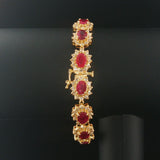 18k Yellow Gold 7cttw Ruby and 2.80cttw Diamond Heavy Link Bracelet 7.25"