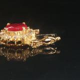 18k Yellow Gold 7cttw Ruby and 2.80cttw Diamond Heavy Link Bracelet 7.25"