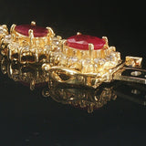 18k Yellow Gold 7cttw Ruby and 2.80cttw Diamond Heavy Link Bracelet 7.25"