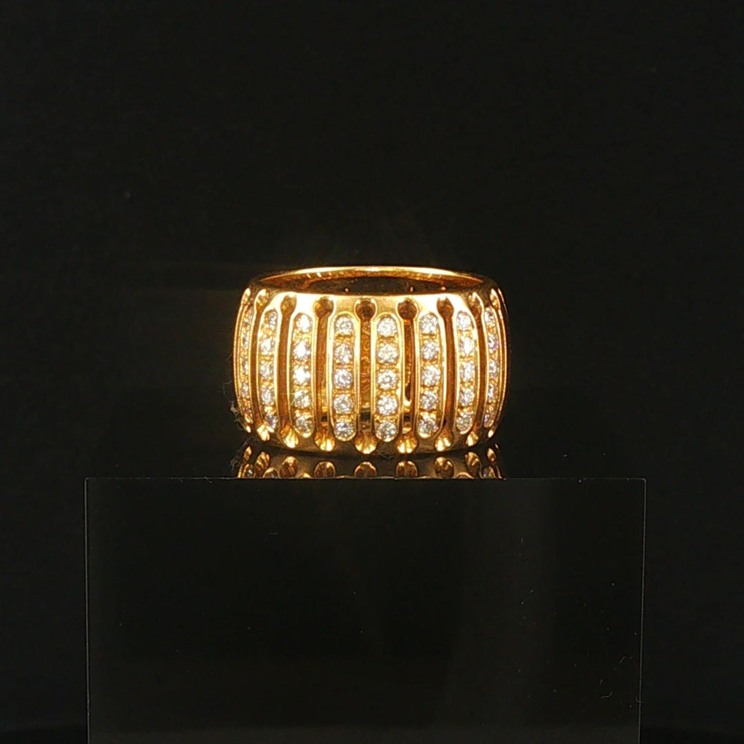 18k Yellow Gold and 0.60cttw Diamond Vintage Heavy Band Ring Italy Size 6.5