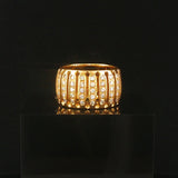 18k Yellow Gold and 0.60cttw Diamond Vintage Heavy Band Ring Italy Size 6.5