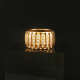 18k Yellow Gold and 0.60cttw Diamond Vintage Heavy Band Ring Italy Size 6.5