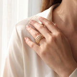 18k Yellow Gold and 0.60cttw Diamond Vintage Heavy Band Ring Italy Size 6.5