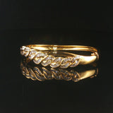 18k Yellow Gold and 2cttw Baguette Diamonds Solid Curved Bangle Bracelet 6.25"