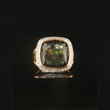 David Yurman Albion 18k Yellow Gold Prasiolite and Diamond Ring Size 7