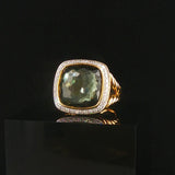 David Yurman Albion 18k Yellow Gold Prasiolite and Diamond Ring Size 7