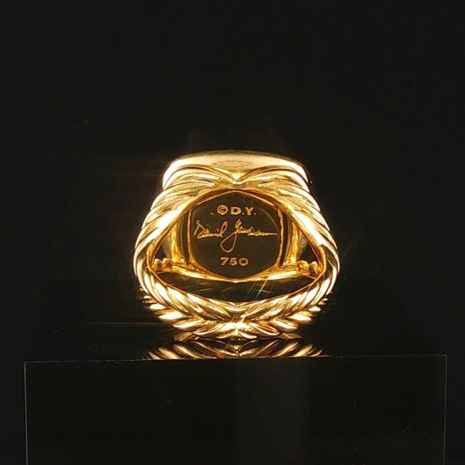 David Yurman Albion 18k Yellow Gold Prasiolite and Diamond Ring Size 7