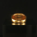 18k Yellow Gold Ruby and Diamonds Vintage Solid Band Ring Size 7.75