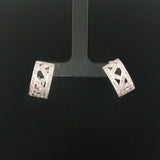 18k White Gold and 0.40cttw Diamond Vintage Filigree Huggie Earrings