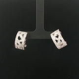 18k White Gold and 0.40cttw Diamond Vintage Filigree Huggie Earrings