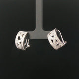 18k White Gold and 0.40cttw Diamond Vintage Filigree Huggie Earrings
