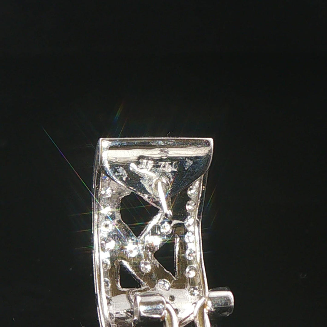 18k White Gold and 0.40cttw Diamond Vintage Filigree Huggie Earrings
