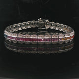 14k White Gold 1.6cttw Diamond and Rainbow Sapphire Link Bracelet 7"