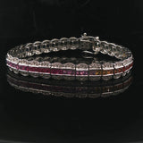 14k White Gold 1.6cttw Diamond and Rainbow Sapphire Link Bracelet 7"