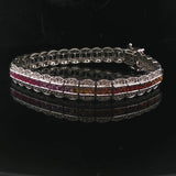 14k White Gold 1.6cttw Diamond and Rainbow Sapphire Link Bracelet 7"