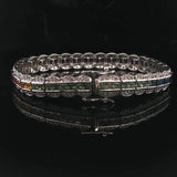 14k White Gold 1.6cttw Diamond and Rainbow Sapphire Link Bracelet 7"