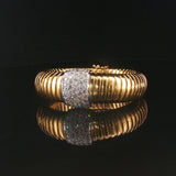 18k Yellow Gold and 2.20cttw Diamond Tubogas Stretch 36g Bangle Bracelet Italy