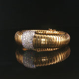 18k Yellow Gold and 2.20cttw Diamond Tubogas Stretch 36g Bangle Bracelet Italy