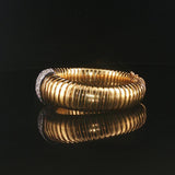 18k Yellow Gold and 2.20cttw Diamond Tubogas Stretch 36g Bangle Bracelet Italy