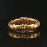 18k Yellow Gold and 2.20cttw Diamond Tubogas Stretch 36g Bangle Bracelet Italy