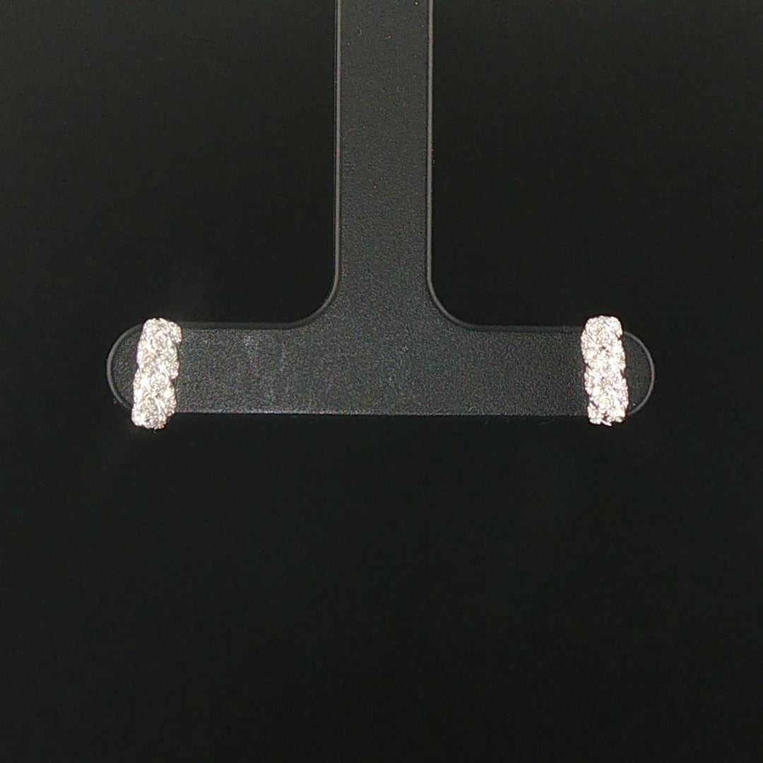 David Yurman Cable Collectibles 18k White Gold Diamond Bar Stud Earrings