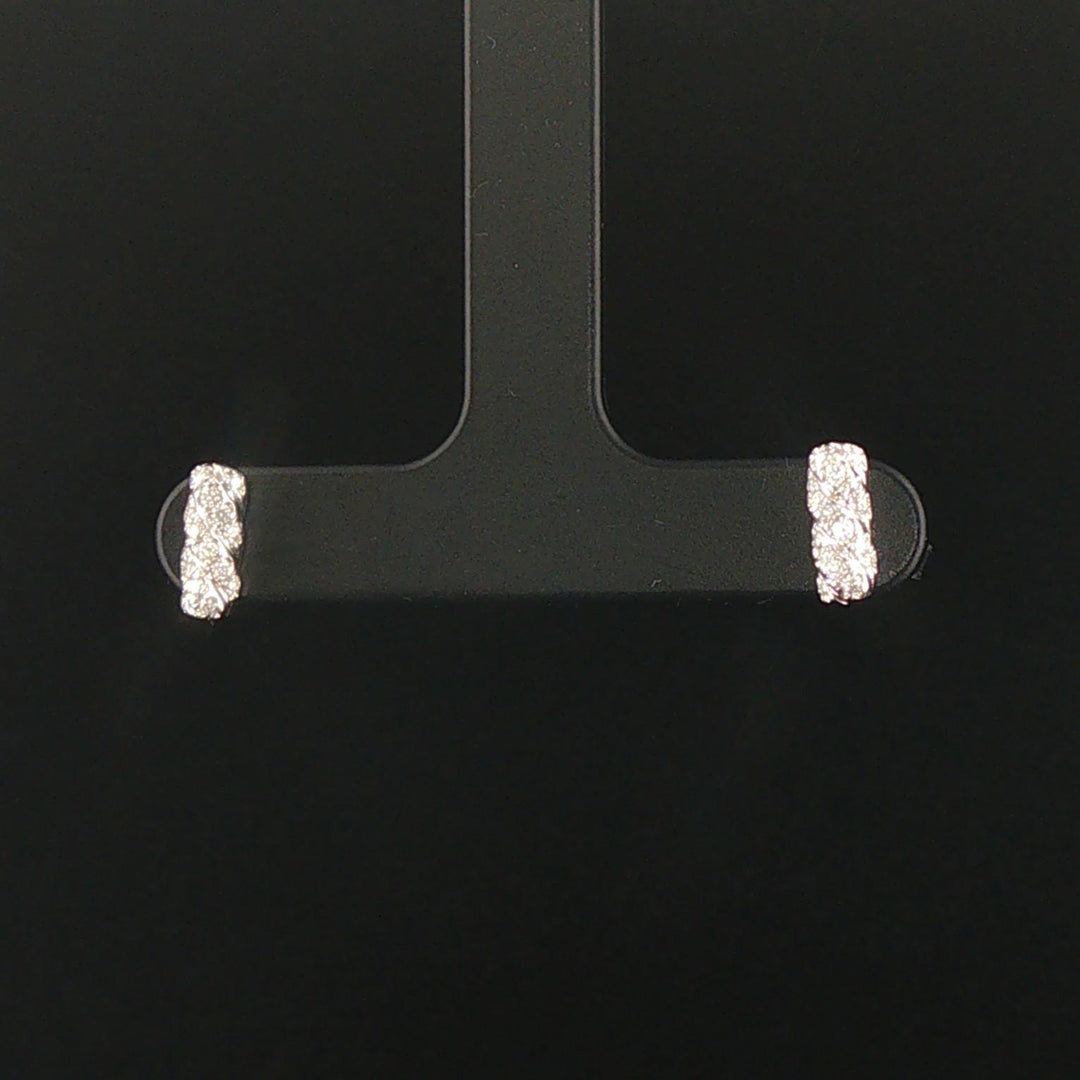 David Yurman Cable Collectibles 18k White Gold Diamond Bar Stud Earrings