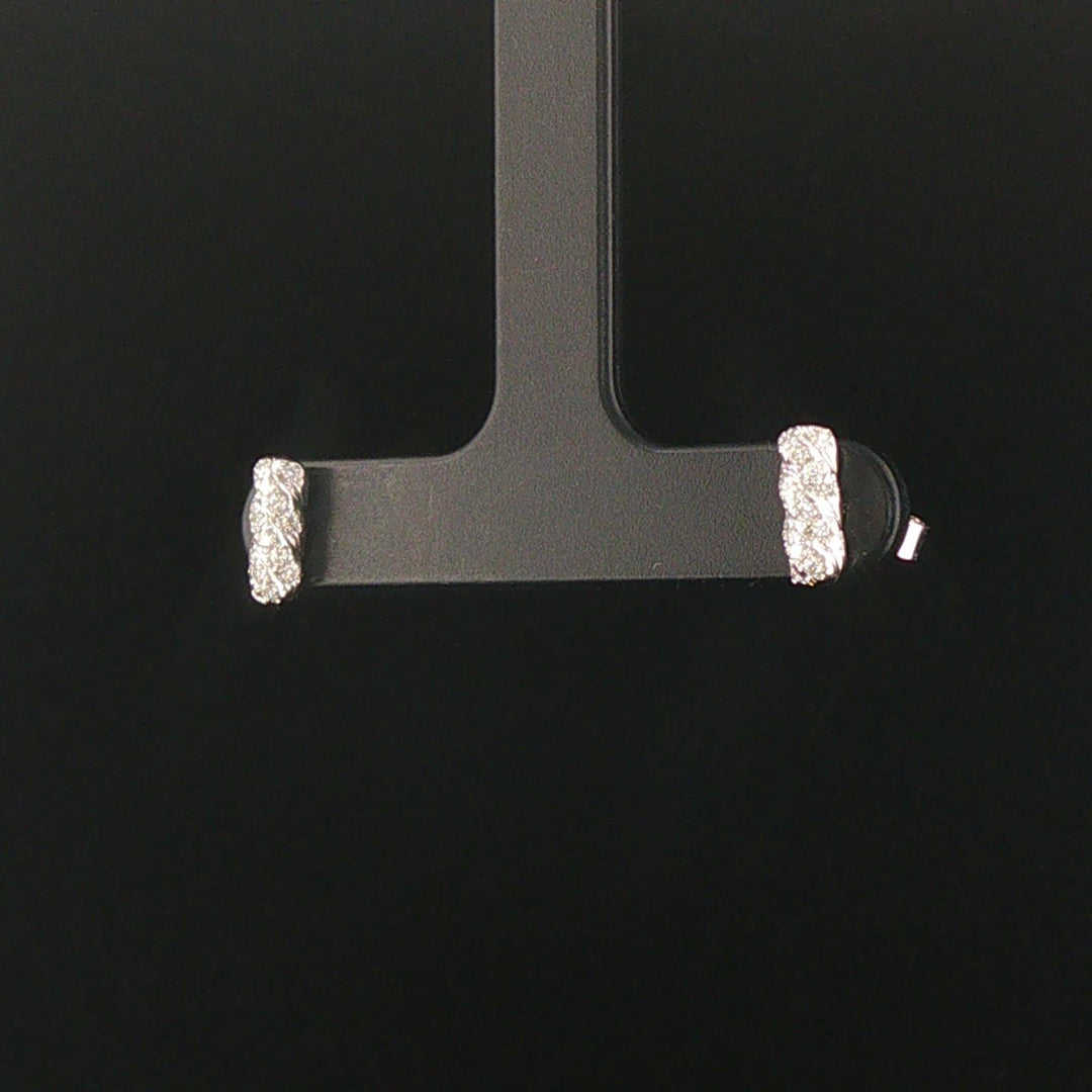 David Yurman Cable Collectibles 18k White Gold Diamond Bar Stud Earrings