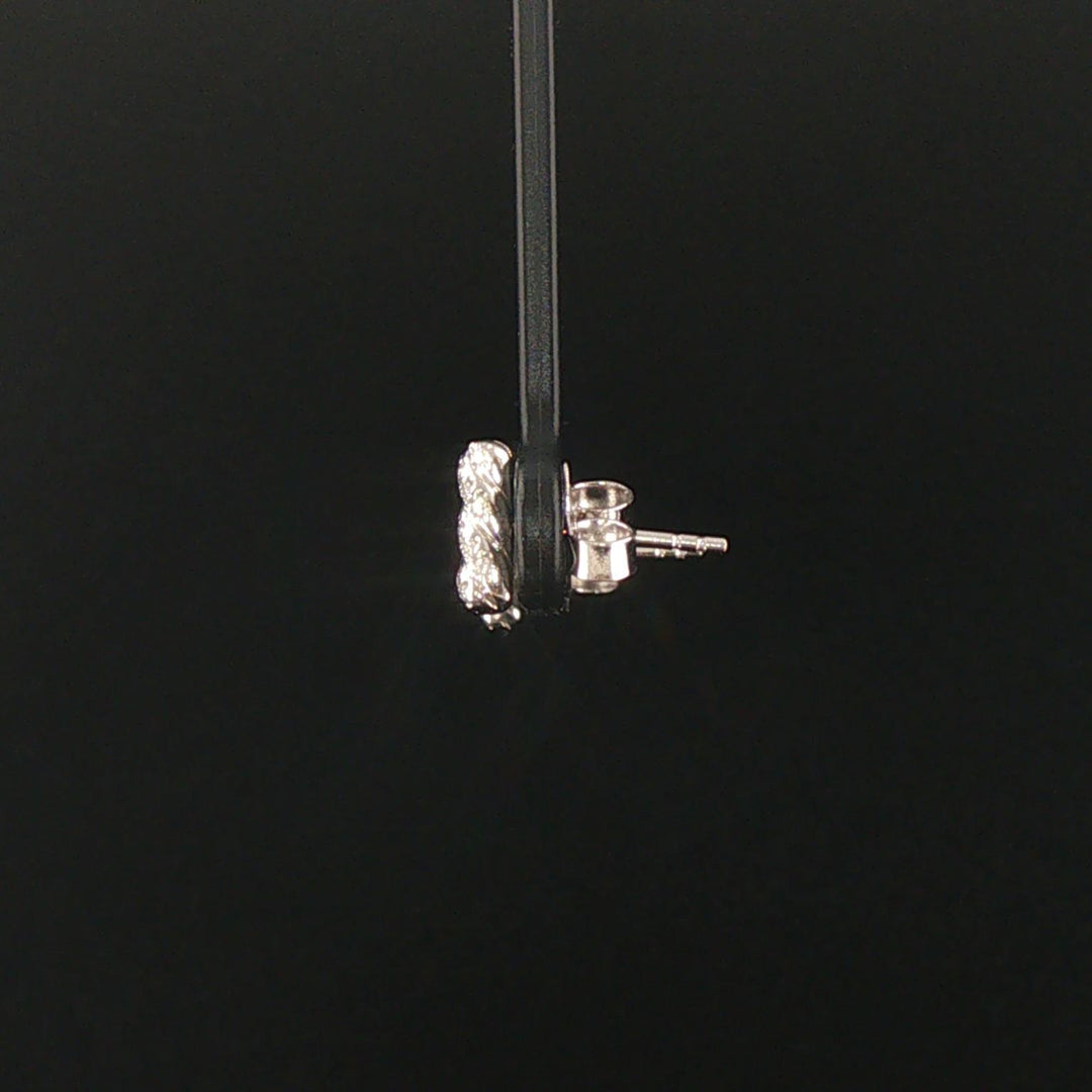 David Yurman Cable Collectibles 18k White Gold Diamond Bar Stud Earrings
