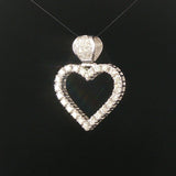 18k White Gold and 2.25cttw Diamond Large Heart Pendant 1.5"