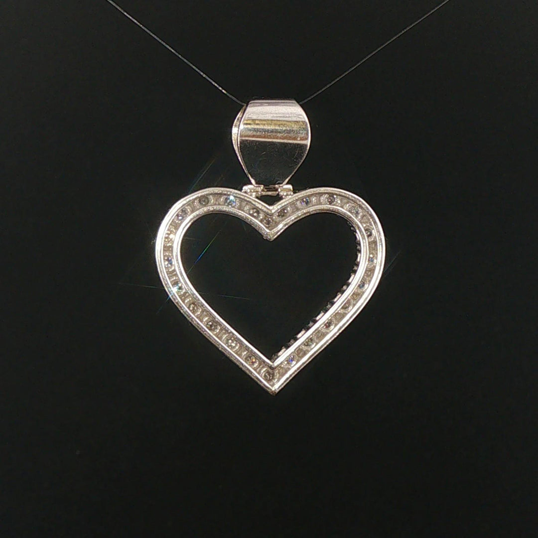 18k White Gold and 2.25cttw Diamond Large Heart Pendant 1.5"