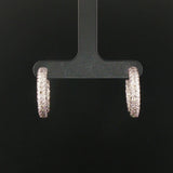 18k White Gold and 2cttw Pave Diamond Inside Out Hoop Earrings 0.75"