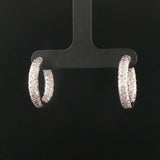 18k White Gold and 2cttw Pave Diamond Inside Out Hoop Earrings 0.75"