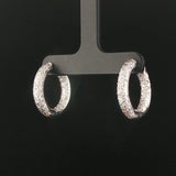 18k White Gold and 2cttw Pave Diamond Inside Out Hoop Earrings 0.75"