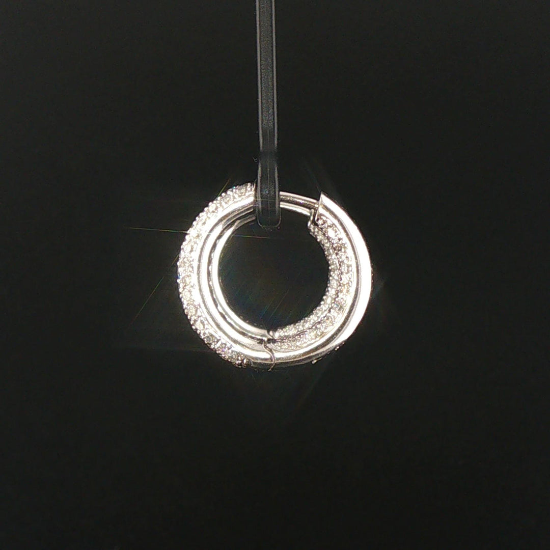 18k White Gold and 2cttw Pave Diamond Inside Out Hoop Earrings 0.75"