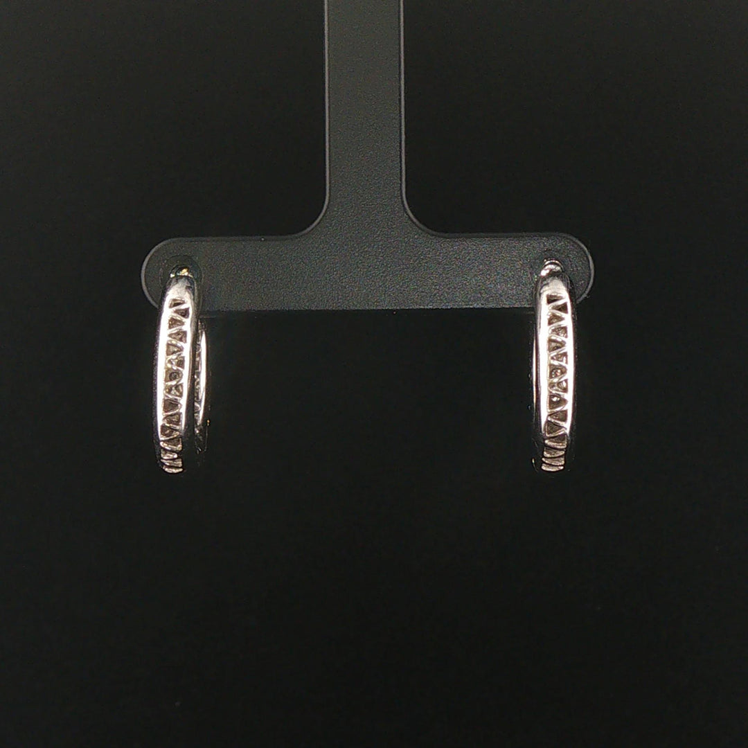 18k White Gold and 2cttw Pave Diamond Inside Out Hoop Earrings 0.75"