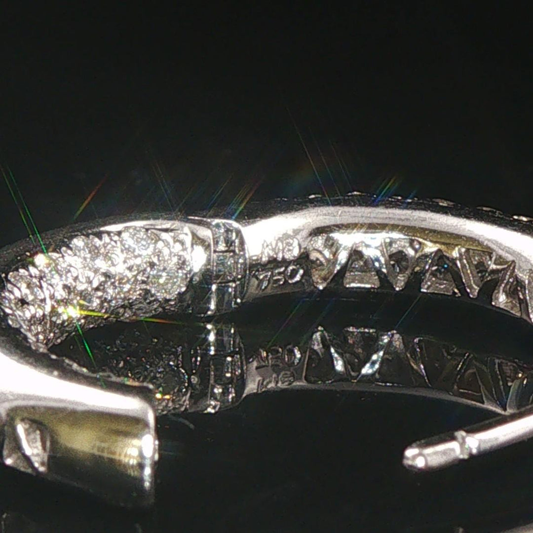 18k White Gold and 2cttw Pave Diamond Inside Out Hoop Earrings 0.75"