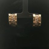 14k Yellow Gold 6g Vintage Greek Key Huggie Earrings 1"