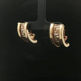 14k Yellow Gold 6g Vintage Greek Key Huggie Earrings 1"