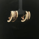 14k Yellow Gold 6g Vintage Greek Key Huggie Earrings 1"