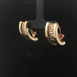 14k Yellow Gold 6g Vintage Greek Key Huggie Earrings 1"