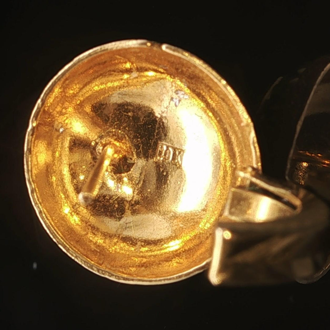 18k Yellow Gold 3.8g Vintage Diamond Cut Button Stud Earrings