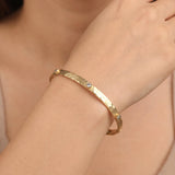 18k Yellow Gold and 0.70cttw Diamond 13.7g Vintage Hammered Bangle Bracelet 8"