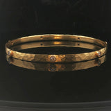 18k Yellow Gold and 0.70cttw Diamond 13.7g Vintage Hammered Bangle Bracelet 8"