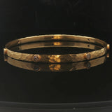 18k Yellow Gold and 0.70cttw Diamond 13.7g Vintage Hammered Bangle Bracelet 8"