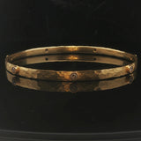 18k Yellow Gold and 0.70cttw Diamond 13.7g Vintage Hammered Bangle Bracelet 8"