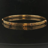 18k Yellow Gold and 0.70cttw Diamond 13.7g Vintage Hammered Bangle Bracelet 8"