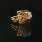 Tiffany & Co. 18k Yellow Gold and 0.40cttw Diamond Greek Key Ring Size 6