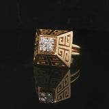 Tiffany & Co. 18k Yellow Gold and 0.40cttw Diamond Greek Key Ring Size 6